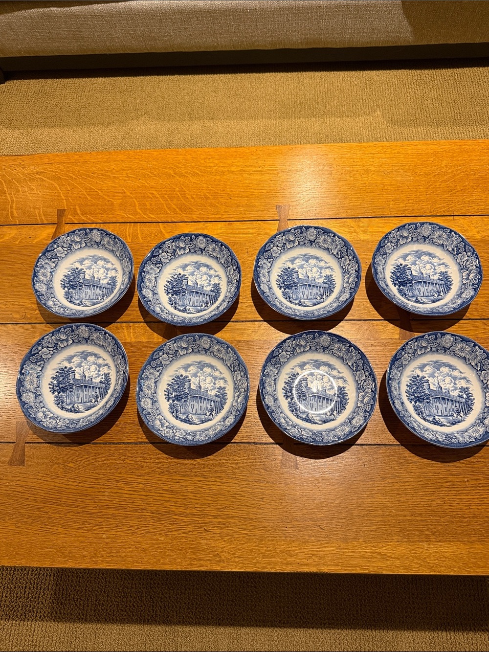 Liberty Blue Dessert Bowls - Classic Floral Scene 8 each sold separately